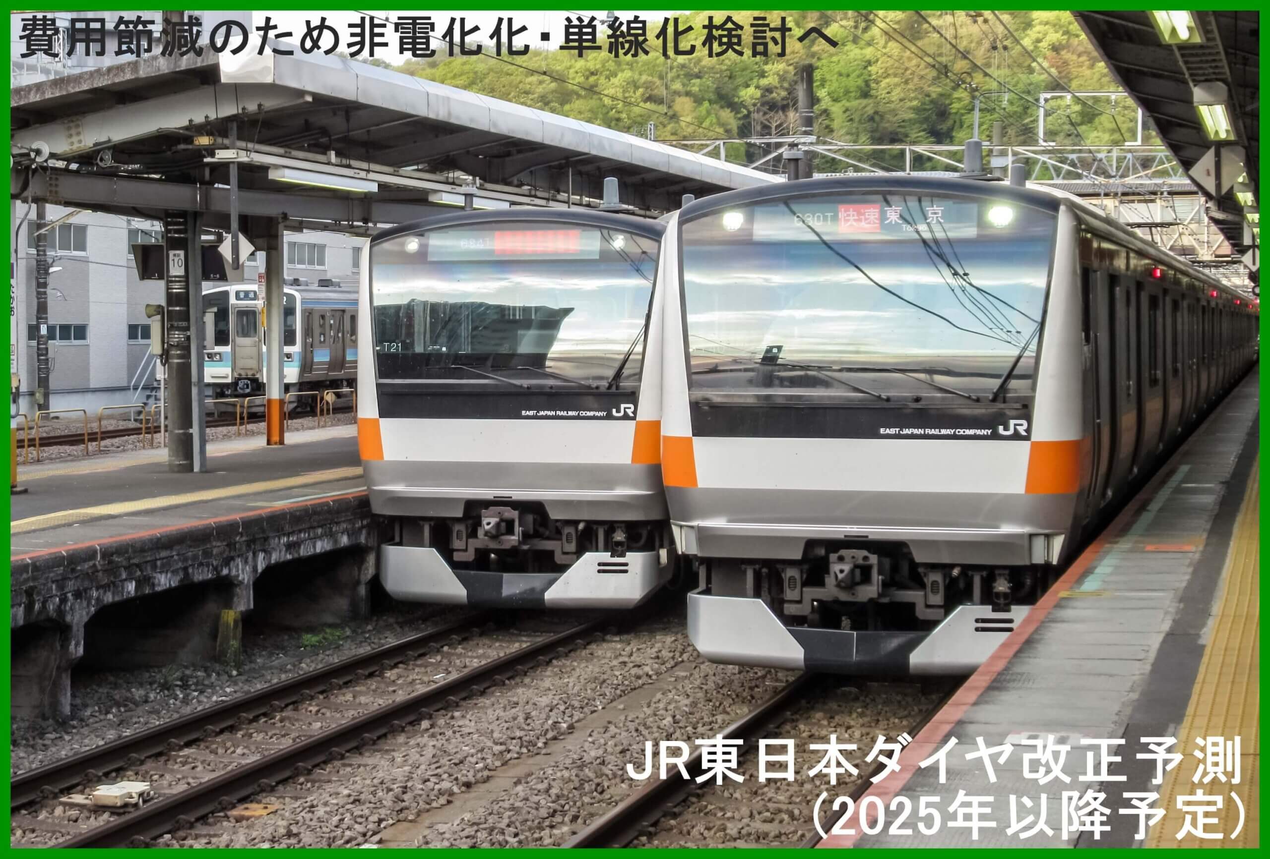 費用節減のため非電化化・単線化検討へ　JR東日本ダイヤ改正予測(2025年以降予定)