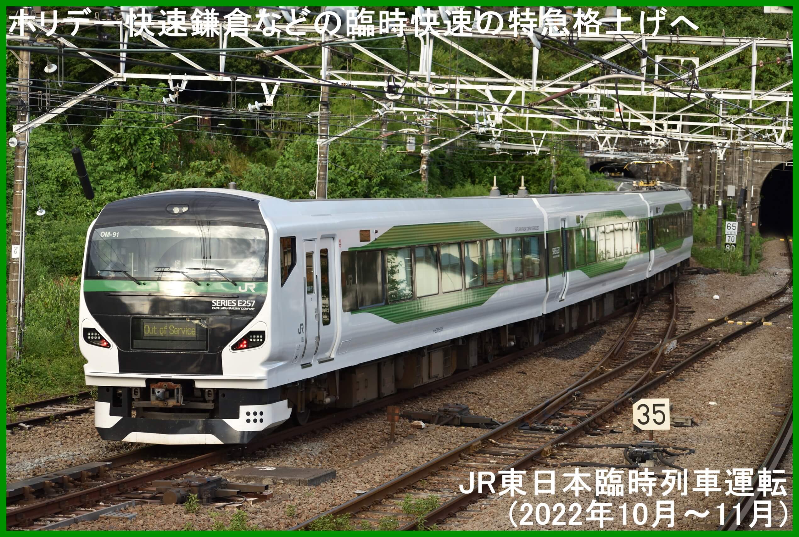 ホリデー快速鎌倉などの臨時快速の特急格上げへ　JR東日本臨時列車運転(2022年10月～11月)